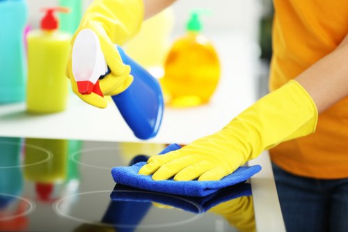 Carpet cleaner inspecting equipment and work area for hazards